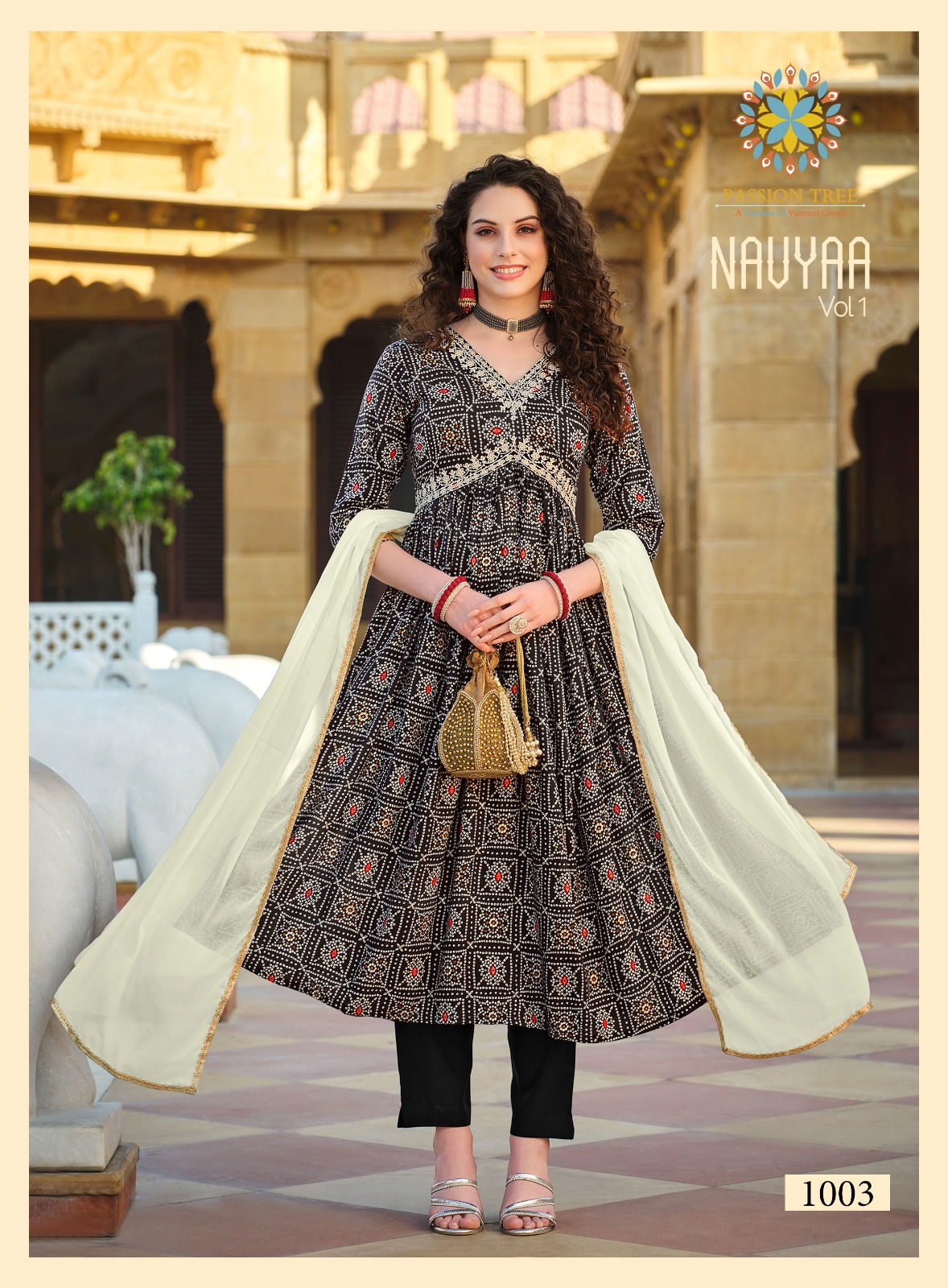 Navya Vol 1 By Passion Tree Printed Alia Cut Kurti With Bottom Dupatta Wholesale Shop In Surat